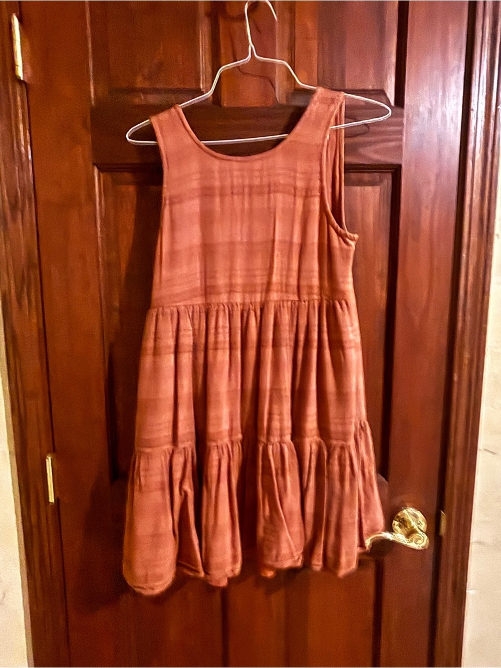 American Eagle Outfitters Rust-Tone Tiered Sleeveless Dress